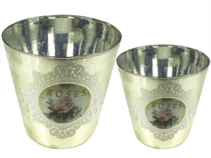 S/2 Antique Silver _AND_ Roses Vases 12×10