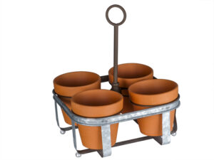 Metal 4 pot Ceramic planter 27.5×27.5×34