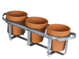 Metal 3 Pot ceramic planter 47x13x14.3cm