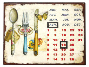 Cutlery Wall Calendar 25x33cm