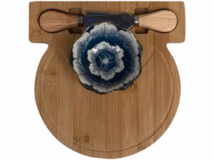 Wood Board Cheese Knife /Fork Bowl 20×22