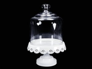 Cake Stand Wh Glass Dome 24x24x35.5