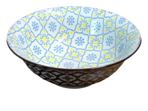 BOWL FLARED RND BLUE WH YELLOW 21X8