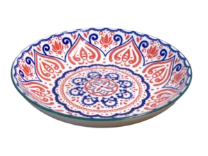 BOWL FLAT RED BLUE WH 21X4.5