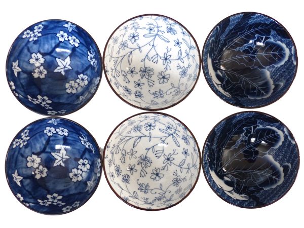 Floral Blue and White Breakfast Bowl Set