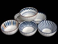 BOWLS SET 6 ASS BROWN TEAL WH