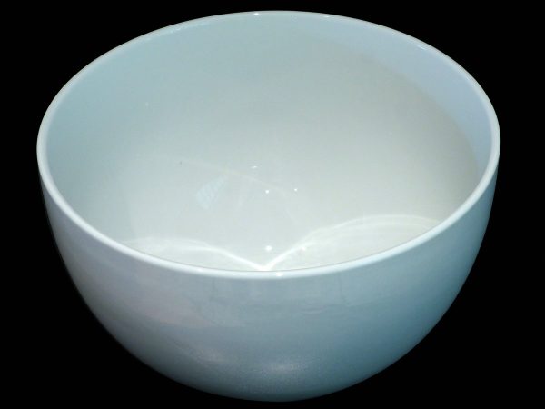 Tall White Ceramic Bowl with curved sides