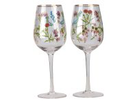 GLASSES FLORAL WINE GOLD RIM