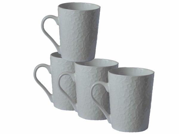 MUG COFFEE SET 4 WH EMBOSSED