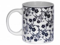 MUG SET 4 BLUE WH FLORAL STRAIGHT SIDE