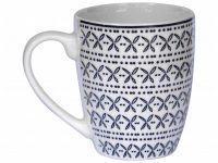MUG SET 4 BLUE WH CRISS CROSS BULLET SHAPE