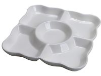 DISH SQUARE 5 DIVISION LARGE WHITE