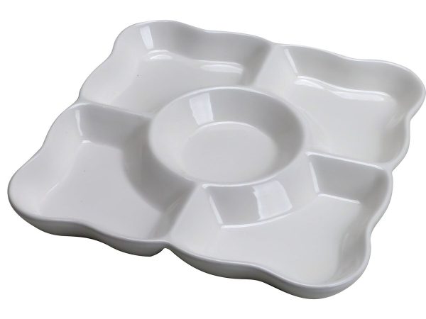 DISH SQUARE 5 DIVISION LARGE WHITE