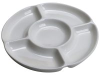 DISH RND 5 DIV LARGE WHITE