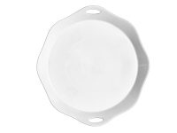PLATTER WH RND SCALLOP HDLE PORCELAIN 36X34X4.5