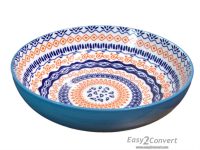 BOWL RND LGE WH DK BLUE ORANGE 26X7.5