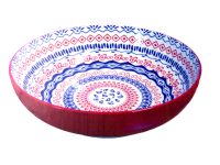 BOWL RND LGE RED WH DK BLUE 26X7.5