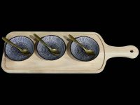 BRD 3 RND BOWLS BLK CIRCLES 3 SPOONS