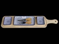 BRD 1 RECT 2 RND BOWLS BLUE CRISS CROSS 2 CHEESE KNIVES