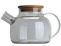 TEA POT GLASS BAMBOO LID LGE