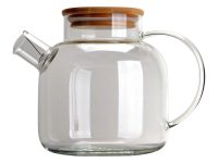 TEA POT GLASS BAMBOO LID MED