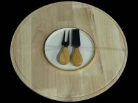 BRD LGE RND CHEESE CREAM BR 2 CHEESE KNIVES