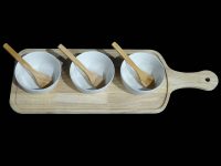 BRD 3 RND RIBBED WH BOWL 3 SPOONS