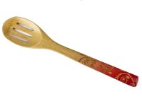 BAMBOO SLOTTED SPOON PATT FLOWER 30X6
