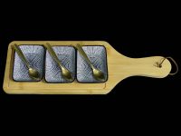 BRD 2 SQ BOWL BLACK WH CIRCLE 3 SPOONS