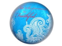 Domed Glass Paperweight Blue 7.7x7.7x4