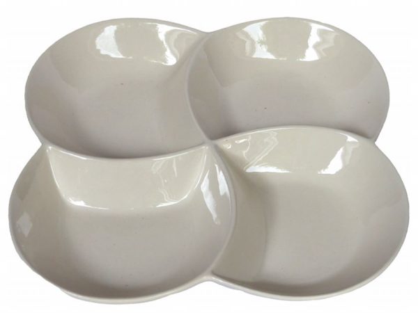square 4 division snack dish 20x20