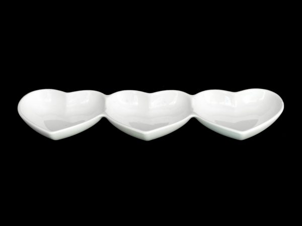 BOWL 3 HEARTS WHITE 36X10.5X3