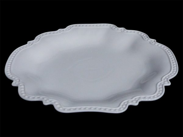 PLATTER WH SCALLOP BEAD DESIGN 36X36X4