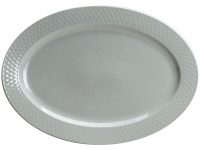 PLATTER OVAL WH EMBOSSED RIM 34.5X25X2.5