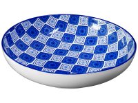BOWL BLUE WH CHECK 30CM