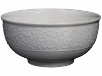 BOWL RND EMBOSSED FLORAL WH 17.5X17.5X8.5