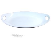 PLATTER OVAL WH & HDL 49X29X7