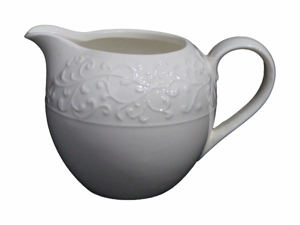 JUG MILK EMBOSSED WH
