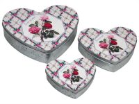 Set 3 Rose Heart Storage Boxes