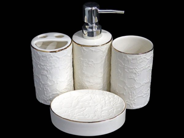 BATHROOM 4PC SET WH EMBOSSED