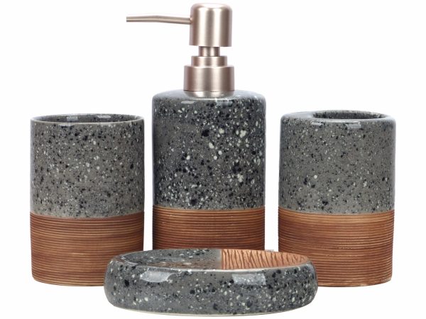 BATHROOM SET 4 GREY BROWN