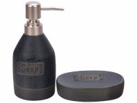 SOAP DISPENSER -SOAP DISH SET 2 BROWN