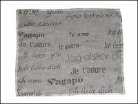 Linen Wh/Black Script  Traycloth 40x50