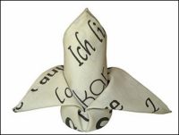 NAPKIN WHITE WITH BLACK WRITING HEAVY COTTON 45x45