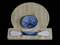 Wood Board Cheese Knife /Fork Bowl 20x22