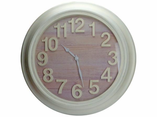 CLOCK RND CREAM WOOD GRAIN FACE 76CM