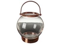 COPPER & GLASS STORM LANTERN 18.2X20