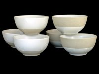 BOWLS GREY WH 2 TONE SET 6