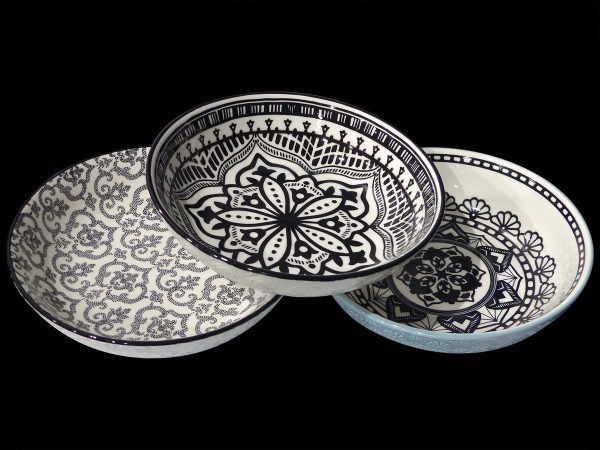 BOWL BLACK & WH DESIGN ASS 20X 8
