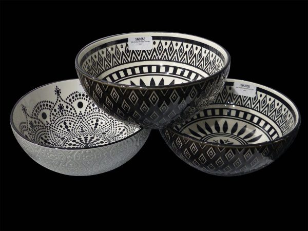 BOWL BLK & WH RND ASS DES 20X8
